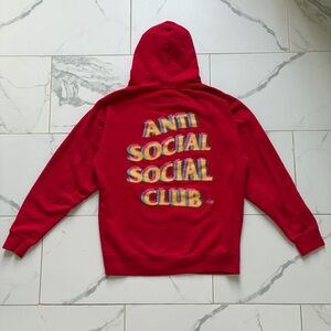 Anti Social Social Club Stir Crazy Hoodie Mens Size L Red